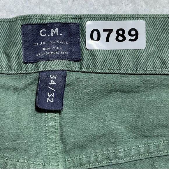 Club Monaco Jeans Mens Size 34x32 Green Straight Leg Cotton Pockets Denim Casual - Picture 4 of 12